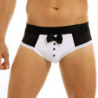 Boxer de smoking pour hommes, sous-vêtement en coton épissure de couleur noire avec nœud papillon, caleçon Surprise pour le couc