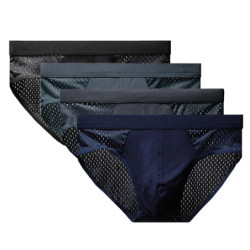 Culotte triangle en maille respirante pour homme, sous-vêtement fin, slip de glace, coin carré, short sexy