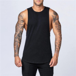 Haut en coton précieux pour hommes, vêtements de sport, chemise de musculation, chemise respirante, col rond, glaçage musculaire