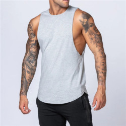 Haut en coton précieux pour hommes, vêtements de sport, chemise de musculation, chemise respirante, col rond, glaçage musculaire