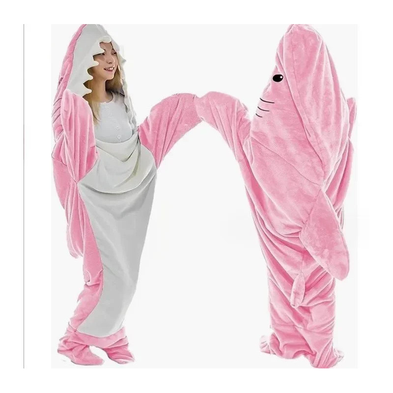 Sac de Couchage Épais et Chaud en Forme de Requin pour Homme et Femme, Pyjama en Peluche, Vêtements de Nuit Mignons