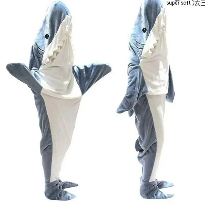 Sac de Couchage Épais et Chaud en Forme de Requin pour Homme et Femme, Pyjama en Peluche, Vêtements de Nuit Mignons