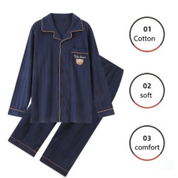 Ensemble de pyjamas en coton pour hommes, cardigan à manches longues, grande taille, modèles de vêtements pour la maison, vêteme