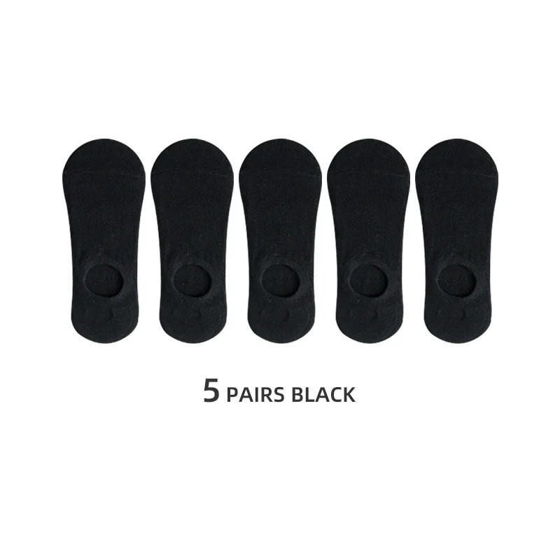 Chaussons invisibles en coton et silicone pour hommes, 5/10 paires, chaussettes d'été, fines, respirantes et décontractées