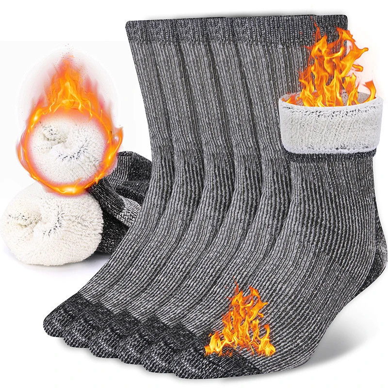 Chaussettes thermiques épaisses en laine mérinos pour hommes et femmes, chaussettes chaudes, travail d'hiver, randonnée en plein