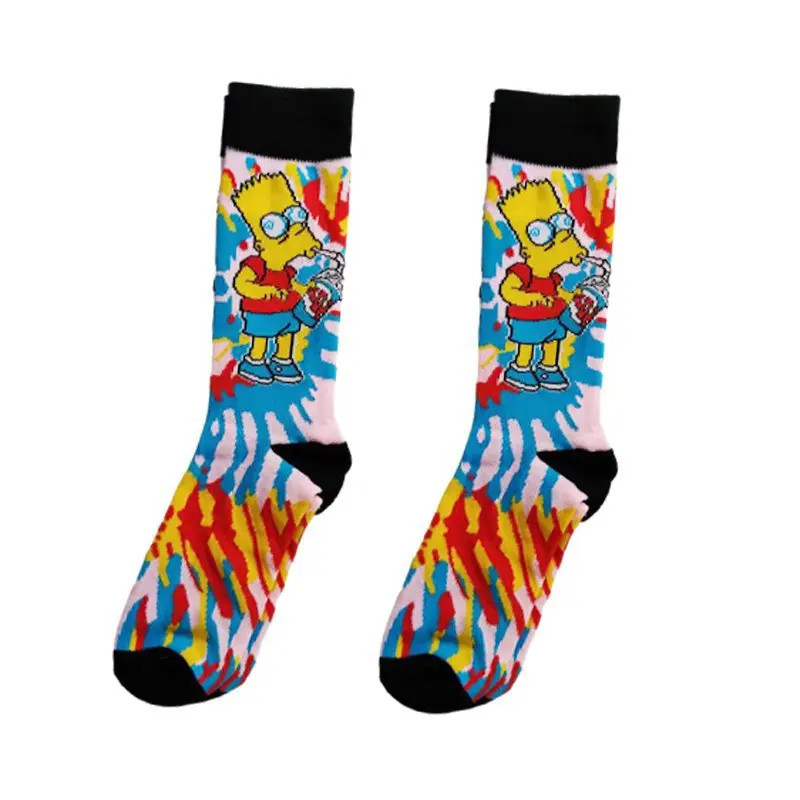 Chaussettes unisexes drôles de dessin animé Simpsons pour hommes, impression Hip Hop, nouveauté Elin Sokken, planche à roulettes