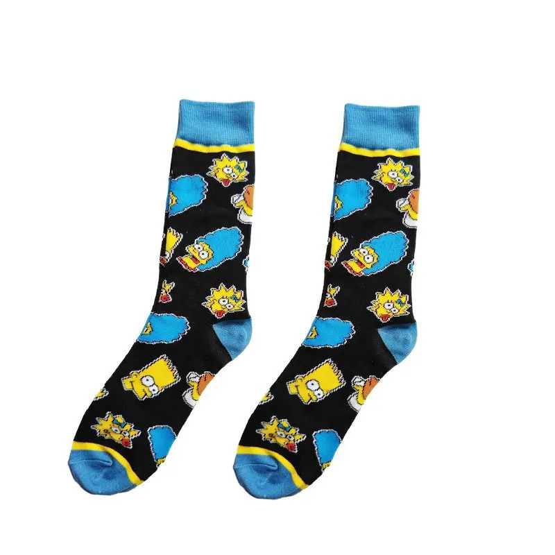 Chaussettes unisexes drôles de dessin animé Simpsons pour hommes, impression Hip Hop, nouveauté Elin Sokken, planche à roulettes