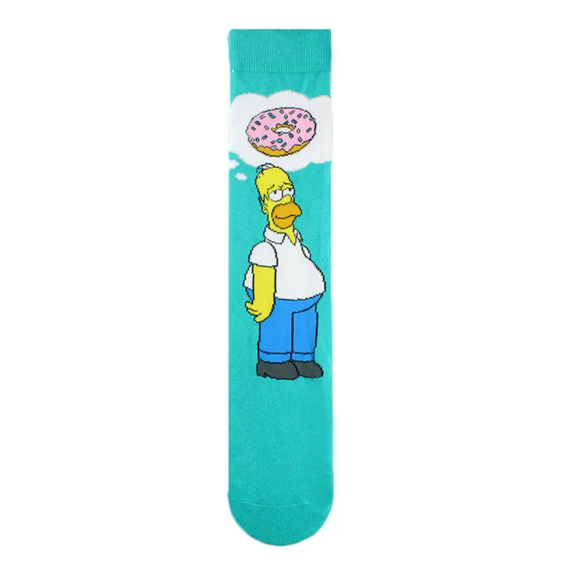 Chaussettes unisexes drôles de dessin animé Simpsons pour hommes, impression Hip Hop, nouveauté Elin Sokken, planche à roulettes