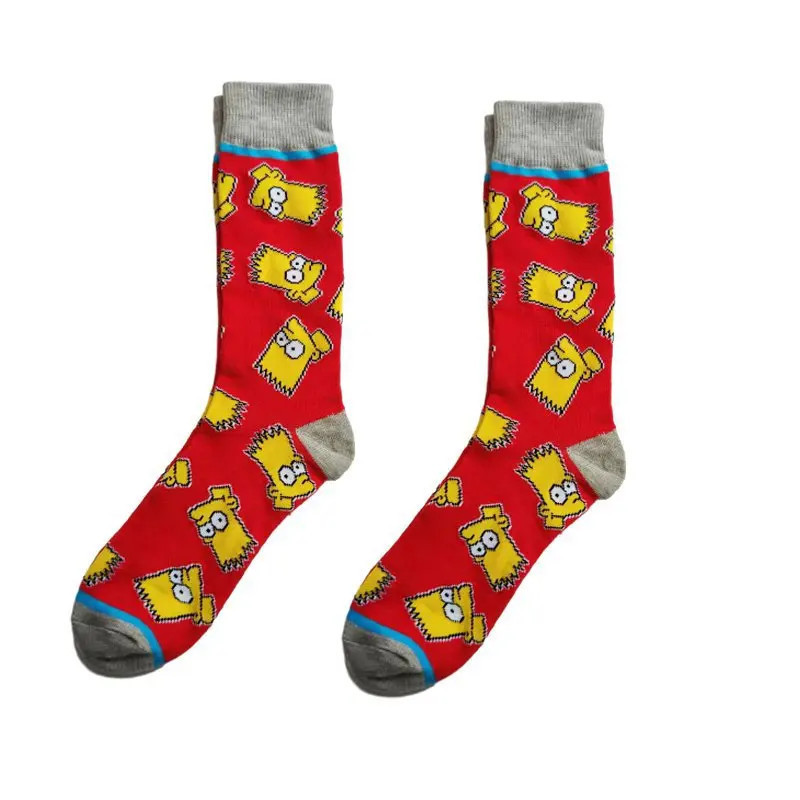 Chaussettes unisexes drôles de dessin animé Simpsons pour hommes, impression Hip Hop, nouveauté Elin Sokken, planche à roulettes