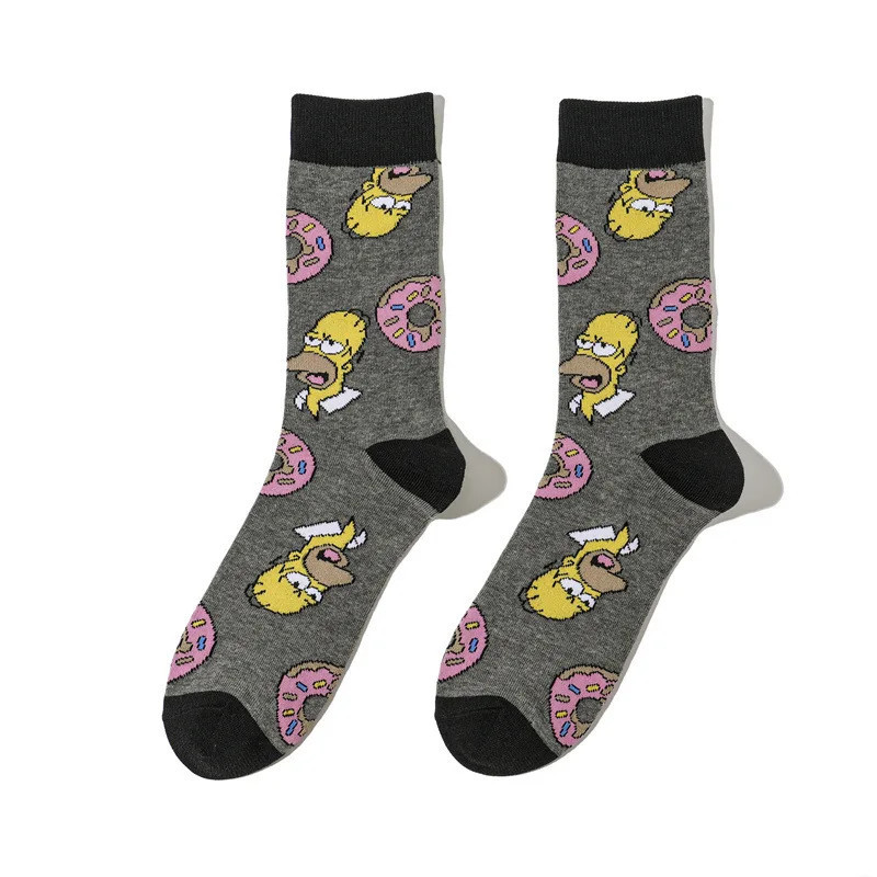 Chaussettes unisexes drôles de dessin animé Simpsons pour hommes, impression Hip Hop, nouveauté Elin Sokken, planche à roulettes