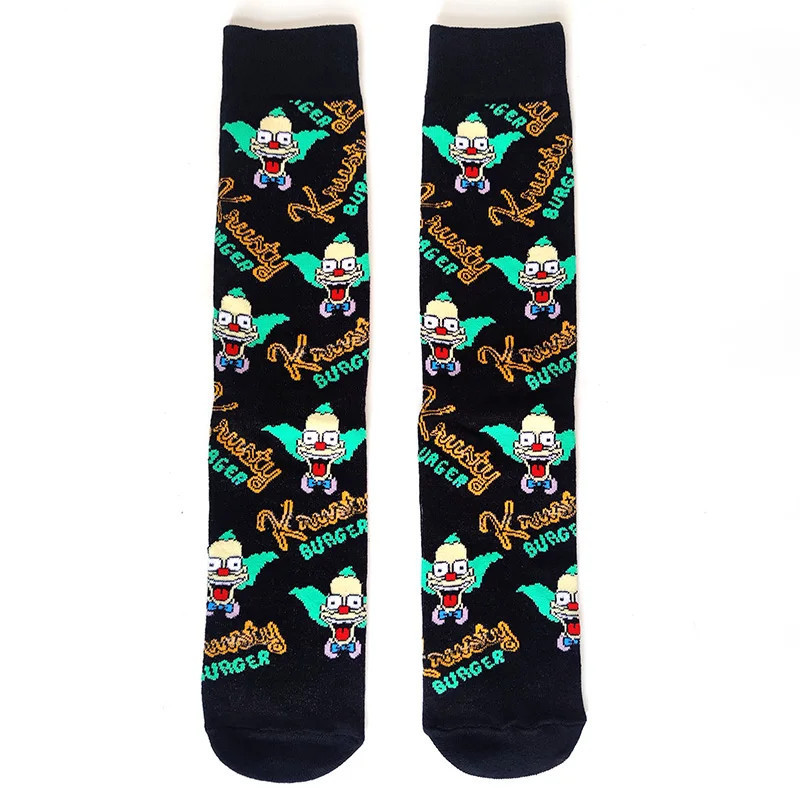 Chaussettes unisexes drôles de dessin animé Simpsons pour hommes, impression Hip Hop, nouveauté Elin Sokken, planche à roulettes