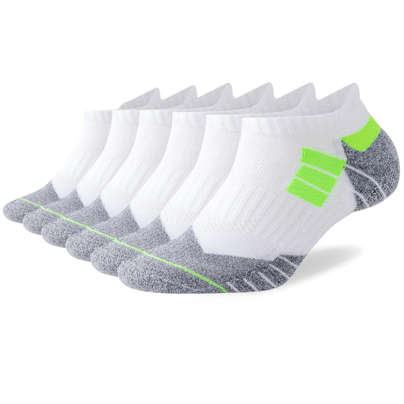 Lot de 6 paires de chaussettes de sport pour hommes, athlétiques, athlétiques, coupe basse, course, rinçage