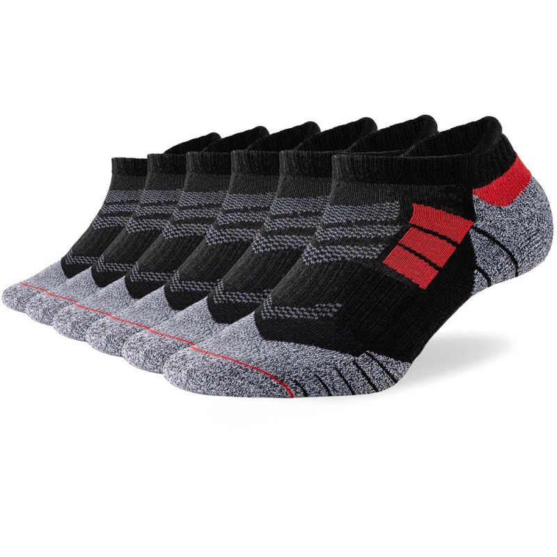 Lot de 6 paires de chaussettes de sport pour hommes, athlétiques, athlétiques, coupe basse, course, rinçage