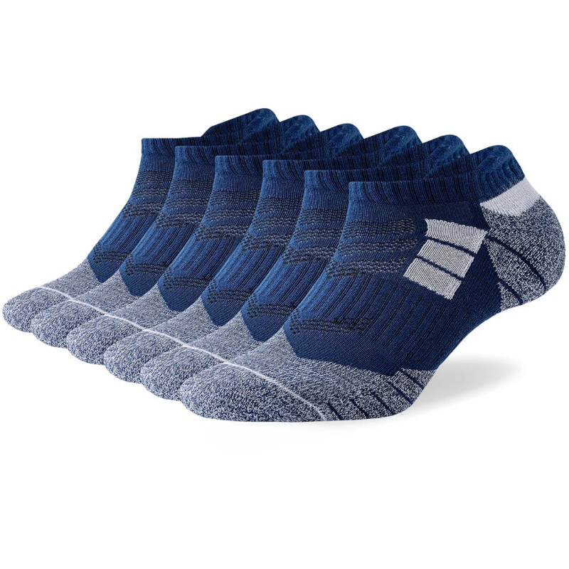 Lot de 6 paires de chaussettes de sport pour hommes, athlétiques, athlétiques, coupe basse, course, rinçage