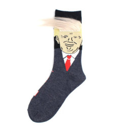 Chaussettes drôles du président Donald Trump pour hommes et femmes, parodie, rick abstrait 3D, faux cheveux, équipage, Sokken zo