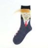 Chaussettes drôles du président Donald Trump pour hommes et femmes, parodie, rick abstrait 3D, faux cheveux, équipage, Sokken zo