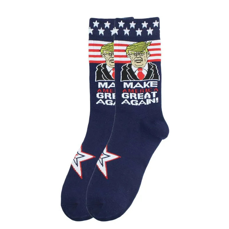 Chaussettes drôles du président Donald Trump pour hommes et femmes, parodie, rick abstrait 3D, faux cheveux, équipage, Sokken zo