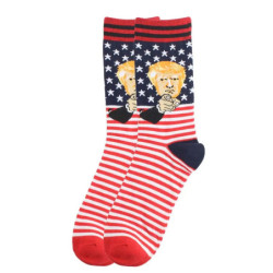 Chaussettes drôles du président Donald Trump pour hommes et femmes, parodie, rick abstrait 3D, faux cheveux, équipage, Sokken zo