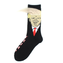 Chaussettes drôles du président Donald Trump pour hommes et femmes, parodie, rick abstrait 3D, faux cheveux, équipage, Sokken zo