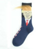 Chaussettes drôles du président Donald Trump pour hommes et femmes, parodie, rick abstrait 3D, faux cheveux, équipage, Sokken zo