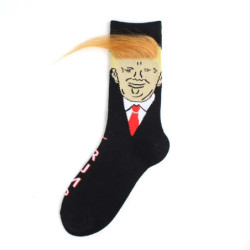 Chaussettes drôles du président Donald Trump pour hommes et femmes, parodie, rick abstrait 3D, faux cheveux, équipage, Sokken zo