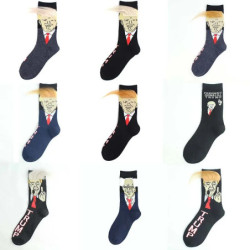 Chaussettes drôles du président Donald Trump pour hommes et femmes, parodie, rick abstrait 3D, faux cheveux, équipage, Sokken zo