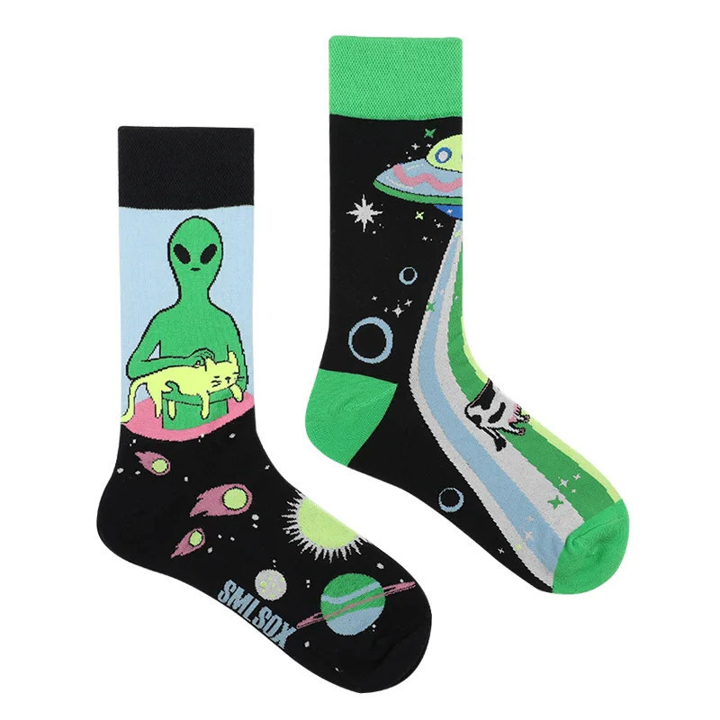 Chaussettes de marée AB originales pour hommes et femmes, chaussettes unisexes, tube moyen haut, coton extraterrestre mystère, b