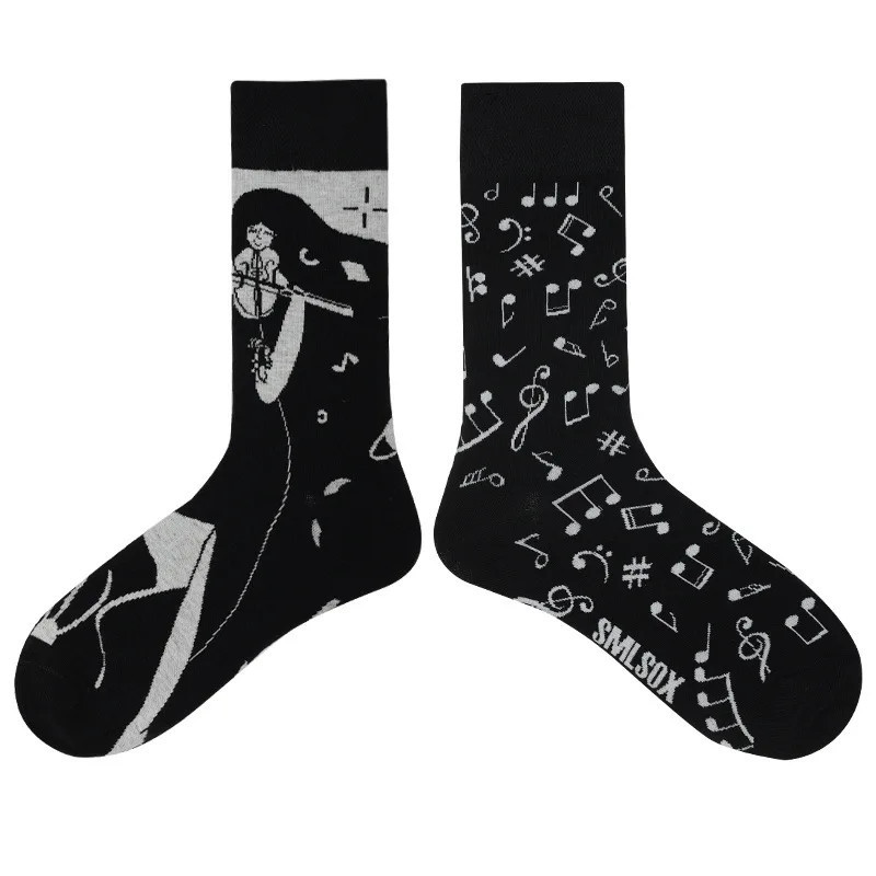 Chaussettes de marée AB originales pour hommes et femmes, chaussettes unisexes, tube moyen haut, coton extraterrestre mystère, b