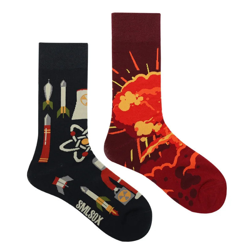 Chaussettes de marée AB originales pour hommes et femmes, chaussettes unisexes, tube moyen haut, coton extraterrestre mystère, b