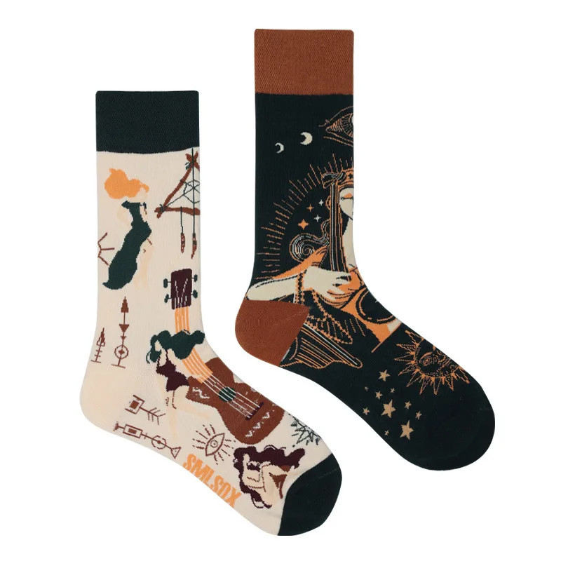 Chaussettes de marée AB originales pour hommes et femmes, chaussettes unisexes, tube moyen haut, coton extraterrestre mystère, b