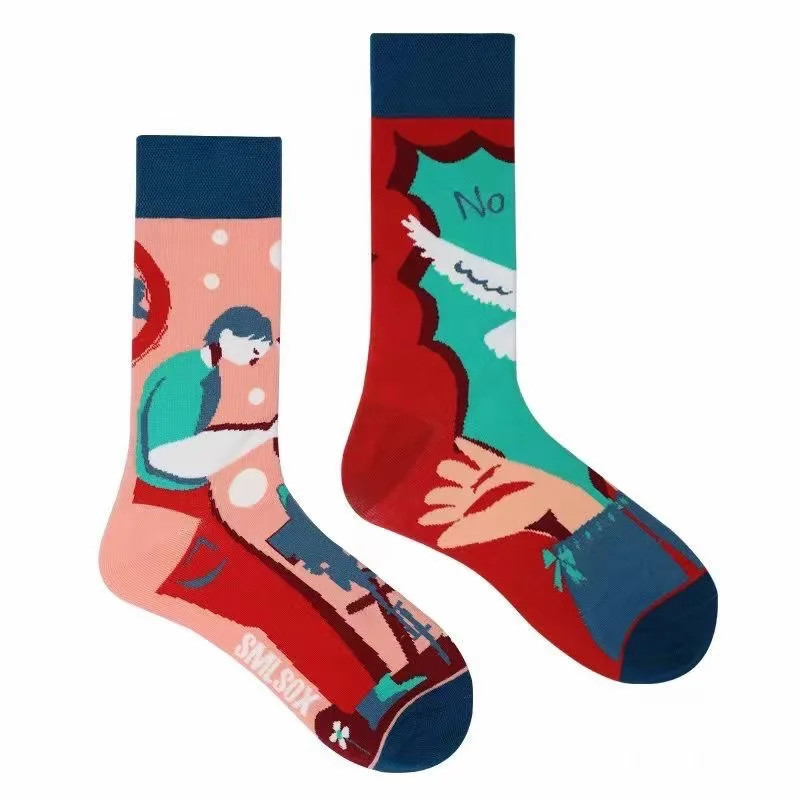 Chaussettes de marée AB originales pour hommes et femmes, chaussettes unisexes, tube moyen haut, coton extraterrestre mystère, b