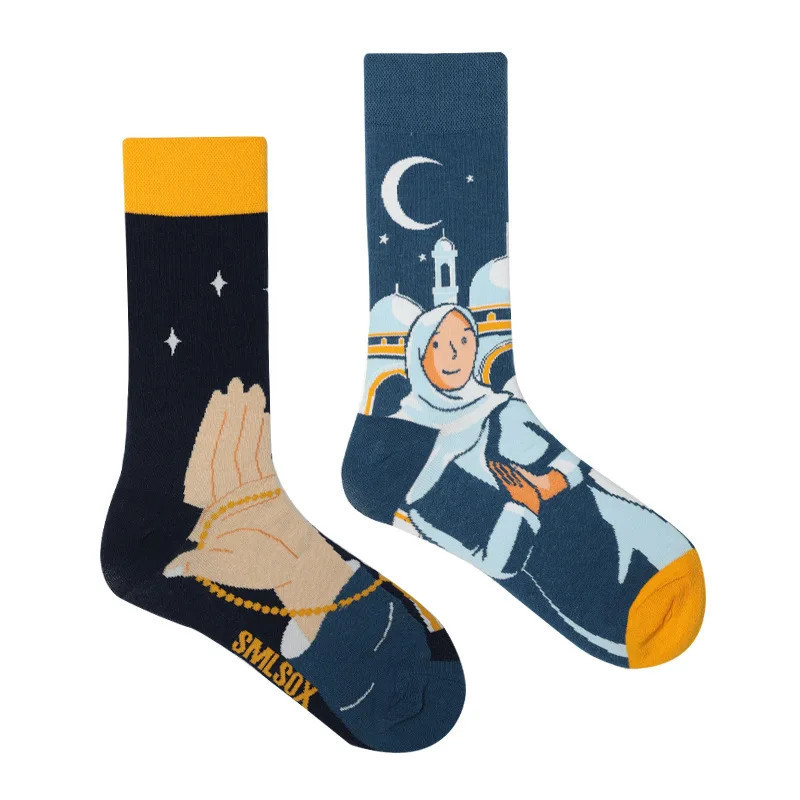 Chaussettes de marée AB originales pour hommes et femmes, chaussettes unisexes, tube moyen haut, coton extraterrestre mystère, b