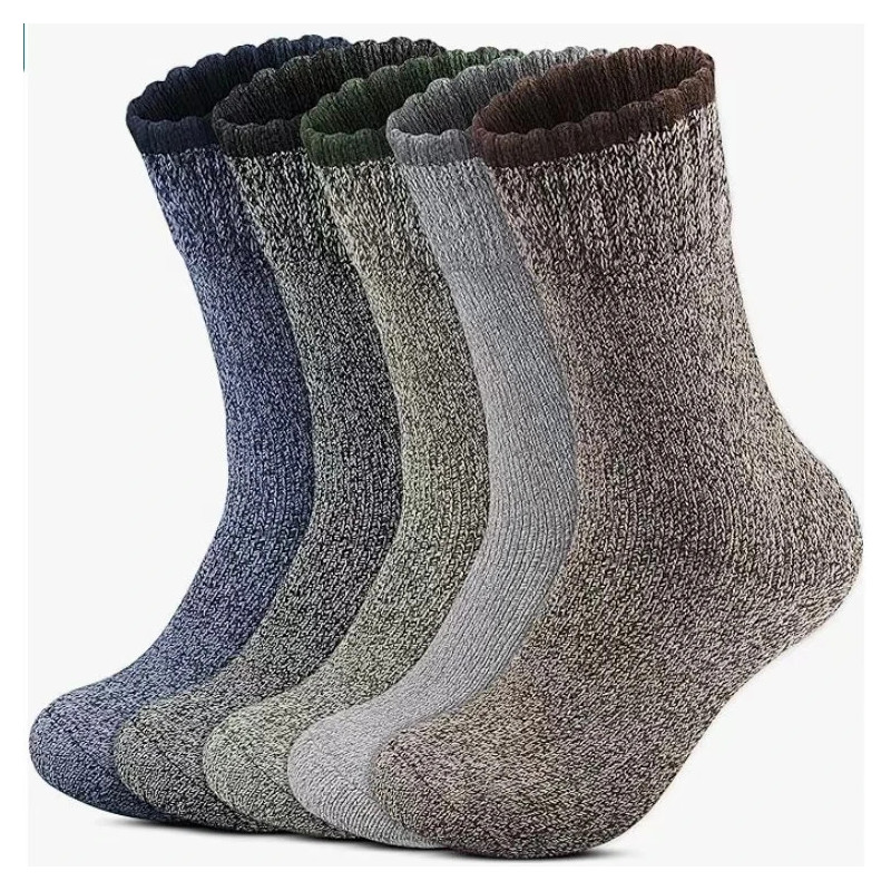 Chaussettes thermiques en laine mérinos pour hommes, chaussettes de randonnée super optiques, temps froid, 5 paires