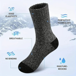 Chaussettes thermiques en laine mérinos pour hommes, chaussettes de randonnée super optiques, temps froid, 5 paires