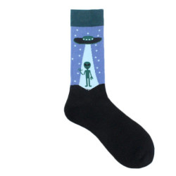 Chaussettes en coton Happy Funny pour hommes, conception extraterrestre, planète, requin, elin, unisexe, nouveauté, équipage de 