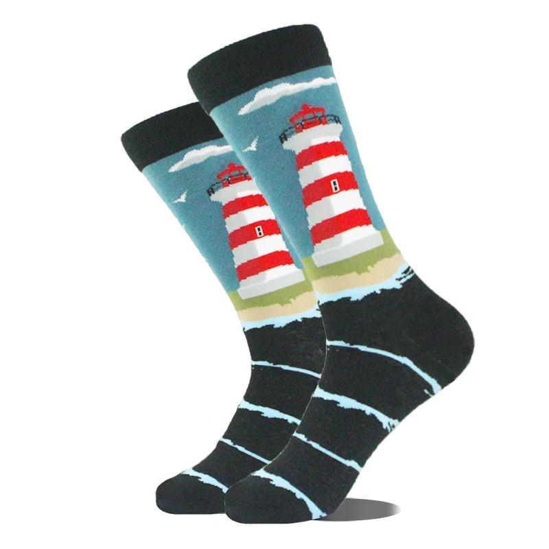 Chaussettes en coton Happy Funny pour hommes, conception extraterrestre, planète, requin, elin, unisexe, nouveauté, équipage de 