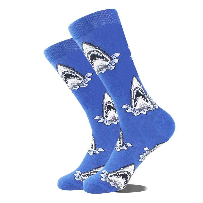 Chaussettes en coton Happy Funny pour hommes, conception extraterrestre, planète, requin, elin, unisexe, nouveauté, équipage de 