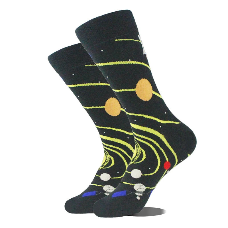 Chaussettes en coton Happy Funny pour hommes, conception extraterrestre, planète, requin, elin, unisexe, nouveauté, équipage de 