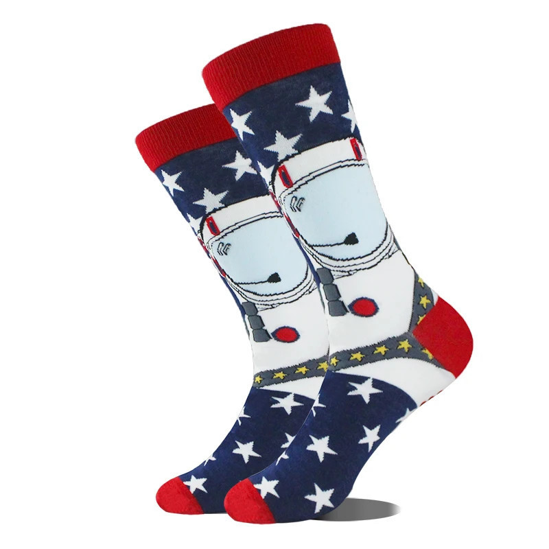 Chaussettes en coton Happy Funny pour hommes, conception extraterrestre, planète, requin, elin, unisexe, nouveauté, équipage de 