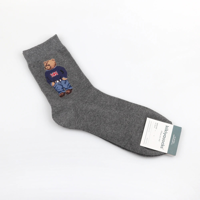 Dessin animé Gentleman ours hommes chaussettes coton Harajuku Skateboard chaussettes nouveauté respirant Sox cadeau de noël homm