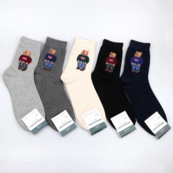 Dessin animé Gentleman ours hommes chaussettes coton Harajuku Skateboard chaussettes nouveauté respirant Sox cadeau de noël homm