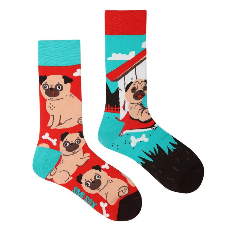 Chaussettes colorées unisexes en coton pour hommes et femmes, chaussettes originales AB Tide, chat, chien, koala, vache, quatre 