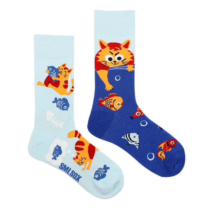 Chaussettes colorées unisexes en coton pour hommes et femmes, chaussettes originales AB Tide, chat, chien, koala, vache, quatre 