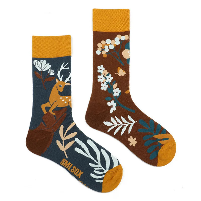 Chaussettes colorées unisexes en coton pour hommes et femmes, chaussettes originales AB Tide, chat, chien, koala, vache, quatre 