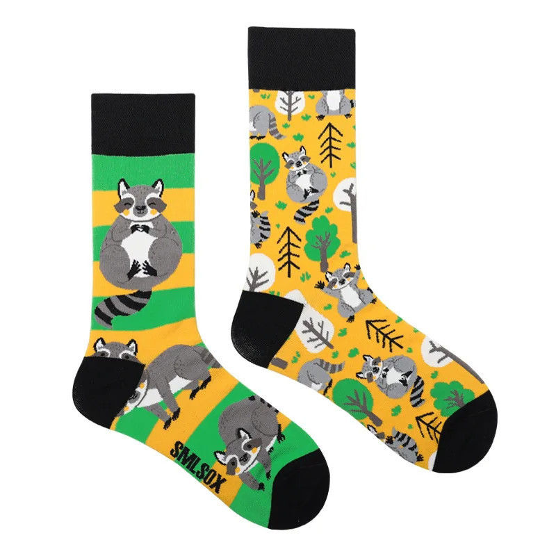 Chaussettes colorées unisexes en coton pour hommes et femmes, chaussettes originales AB Tide, chat, chien, koala, vache, quatre 