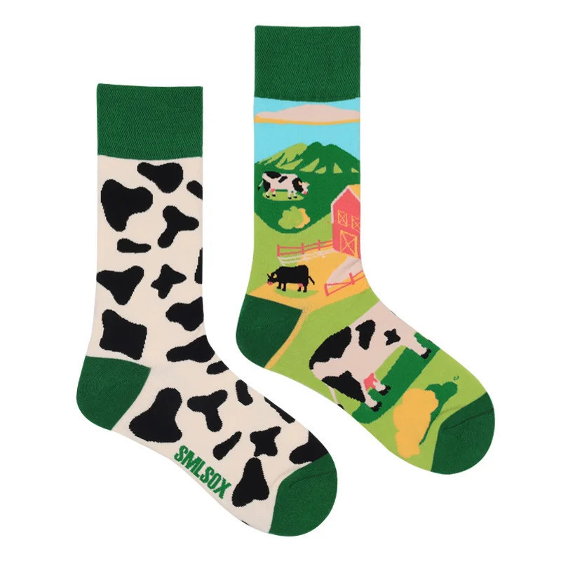 Chaussettes colorées unisexes en coton pour hommes et femmes, chaussettes originales AB Tide, chat, chien, koala, vache, quatre 