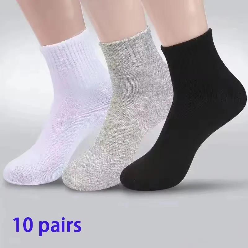 Chaussettes d'affaires mi-longues en coton noir, chaussettes décontractées monochromes, doux et chauds, automne et hiver, 4 pair