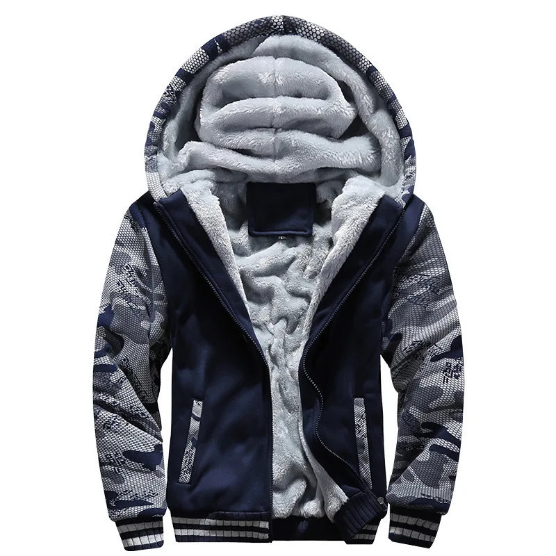 Veste épaisse de Camouflage à capuche pour homme, doudoune polaire à manches longues, décontractée, Streetwear, hiver