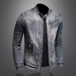 Veste en jean Marvel Toxic pour homme, col montant, veste zippée vintage, équipement de moto, décontracté