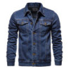 Vestes en jean vintage pour hommes, denim uni, mode moto, coupe slim, coton, décontracté, noir, bleu, automne 2024